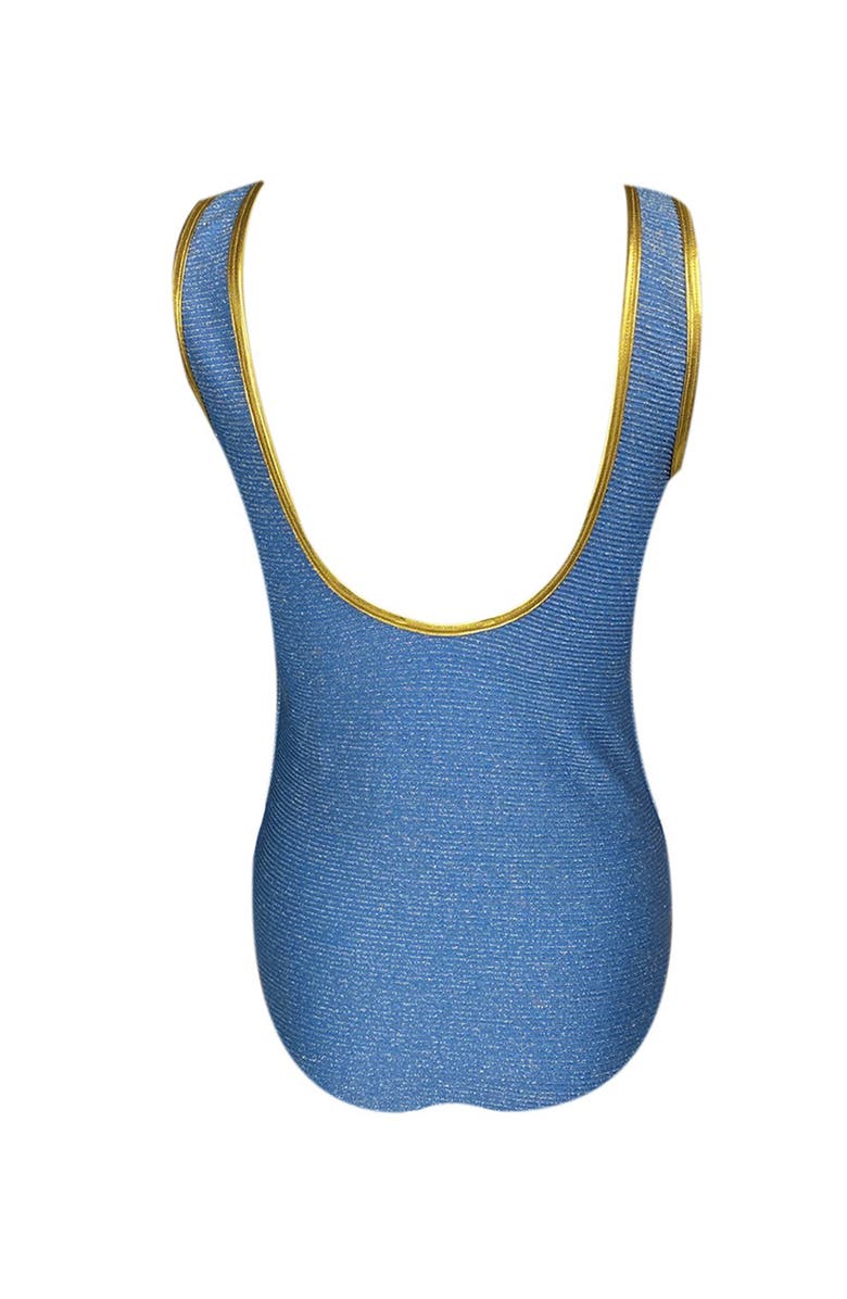 NESSI BYRD Kids' Casual Eyelet Detail Blue One-Piece Swimsuit, Alternate, color, Blue