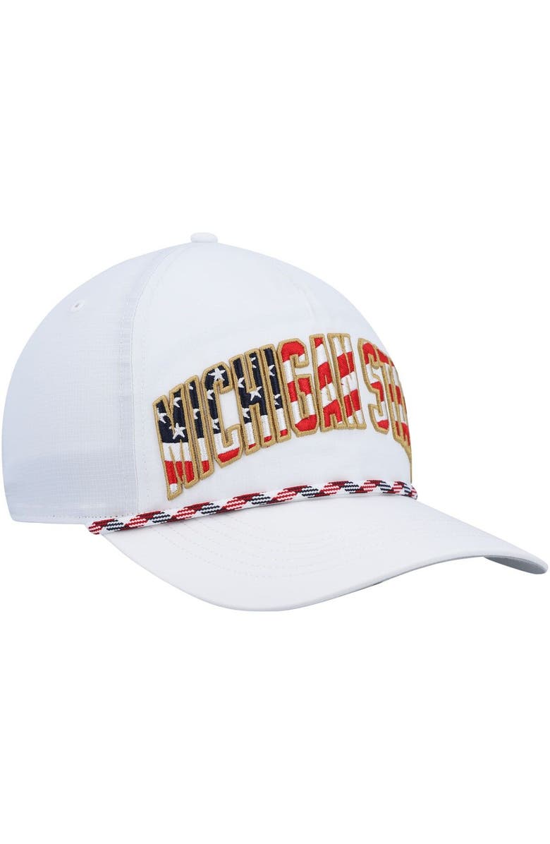 '47 Men's '47 White Michigan State Spartans Stars and Stripes Flag Flutter Hitch Snapback Hat, Alternate, color, White