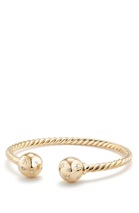 Solari Bead Bracelet with Diamonds in 18K Gold