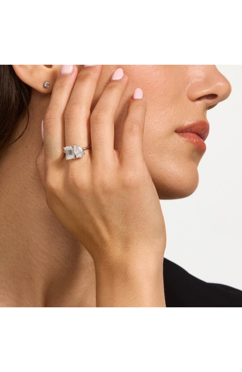 Bliss Diamond 3.50Ct Moi Et Toi Diamond Ring Pear & Emerald Shape 14k Gold Lab Grown, Alternate, color, 14K White Gold