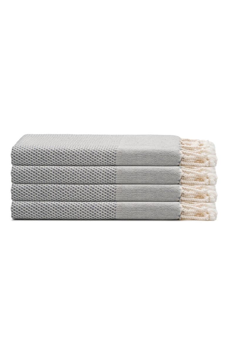 Olive & Linen Whisper Weight Turkish Hand / Kitchen Towel Bundle, Main, color, Gray