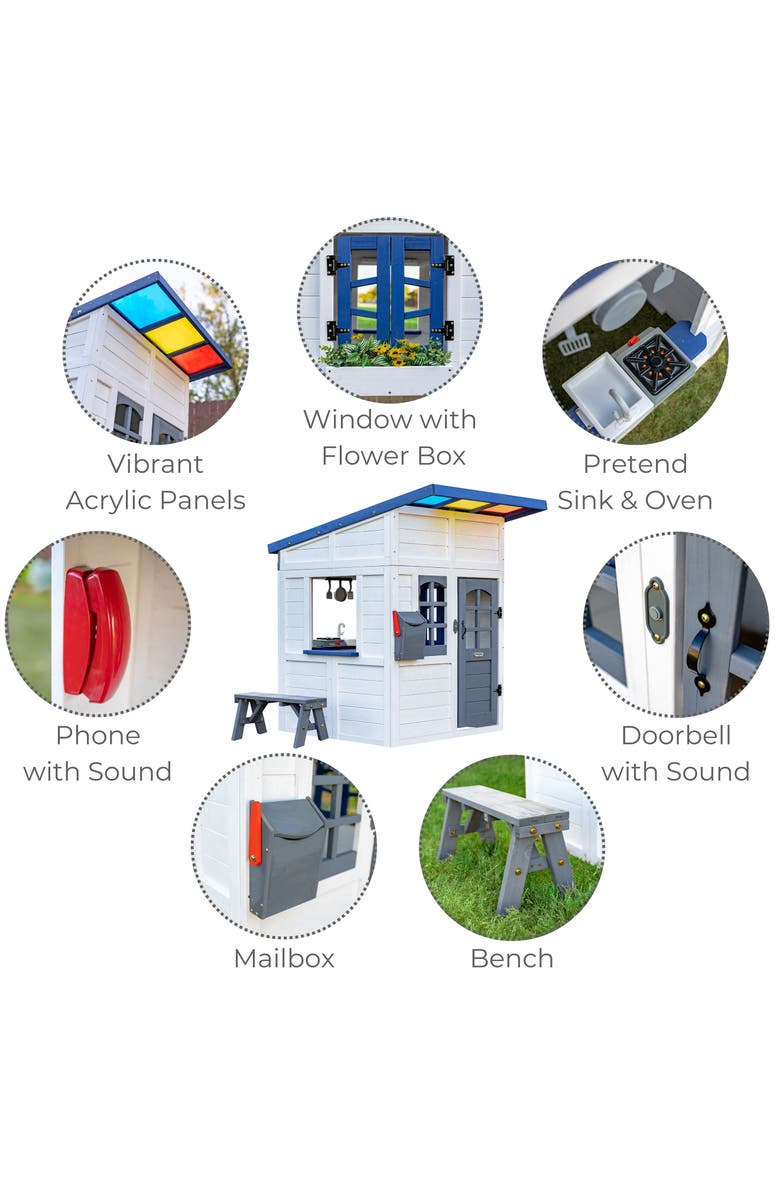 Teamson Kids Rainbow Shade Wooden Playhouse, Alternate, color, White