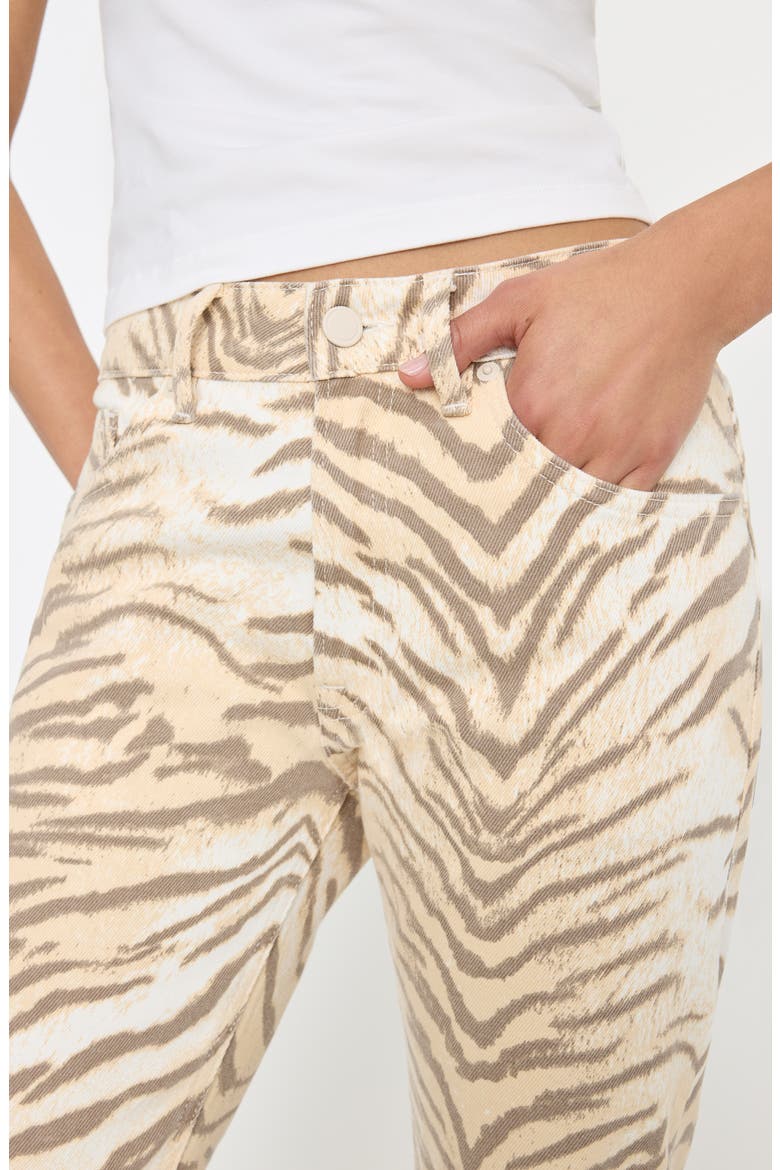 Tiger Print Ankle Straight Leg Jeans, Alternate, color, BROWN TIGER