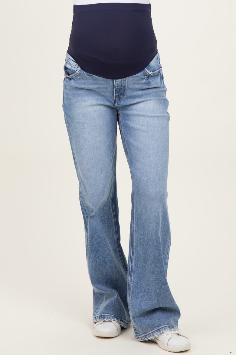 Vintage Wash Wide Leg Maternity Jeans, Main, color, Blue