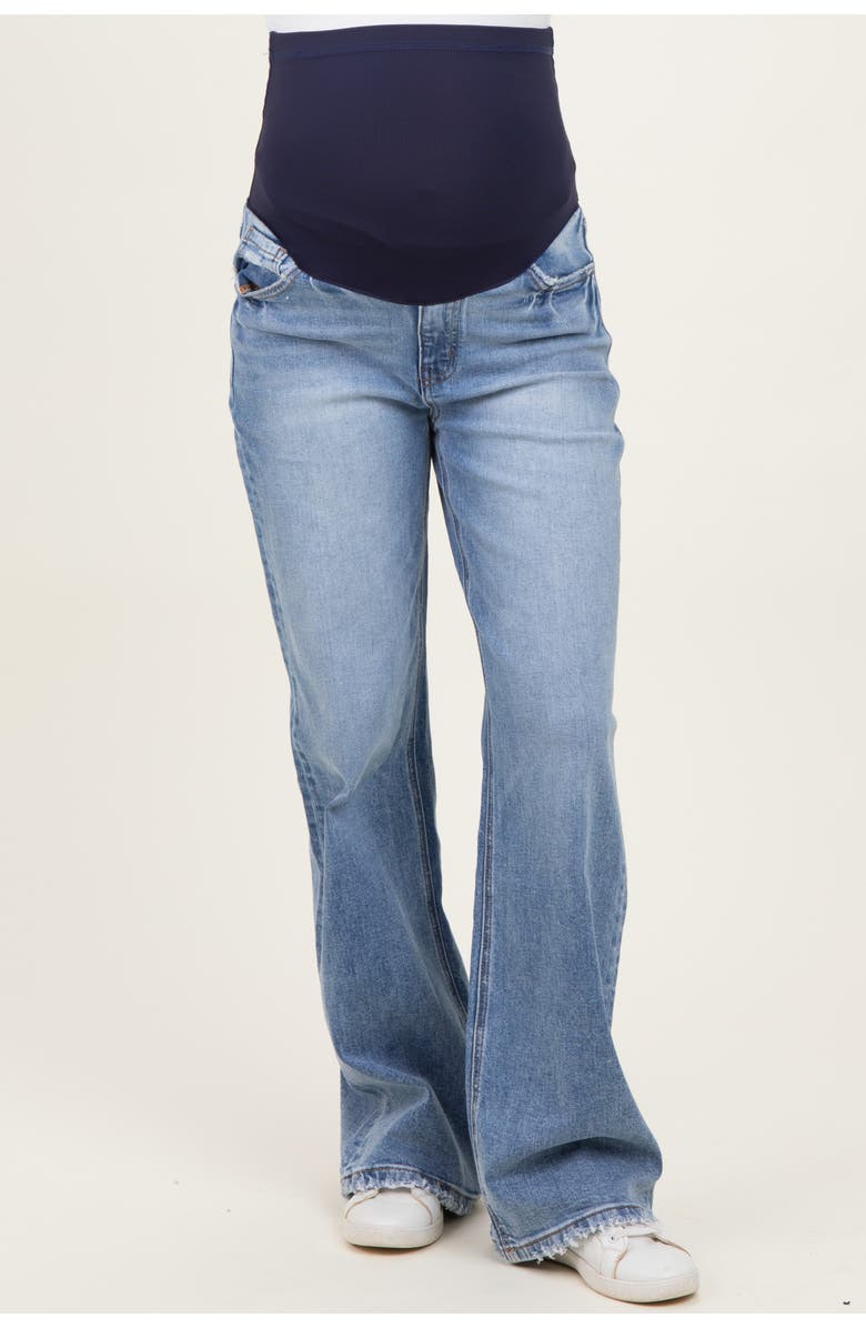 PinkBlush Vintage Wash Wide Leg Maternity Jeans, Main, color, Blue