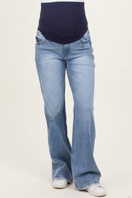 PinkBlush Vintage Wash Wide Leg Maternity Jeans