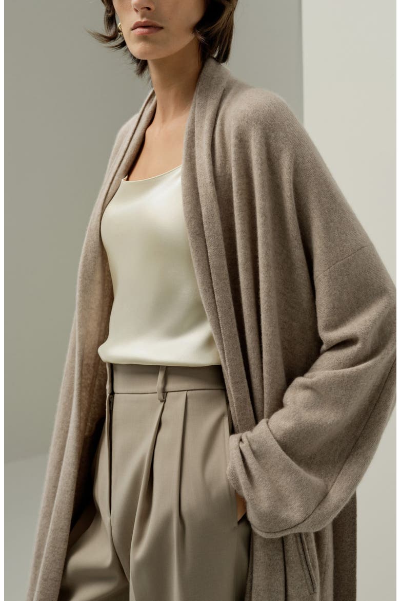 Women's Calf-Length Cashmere Cardigan, Alternate, color, Gravel