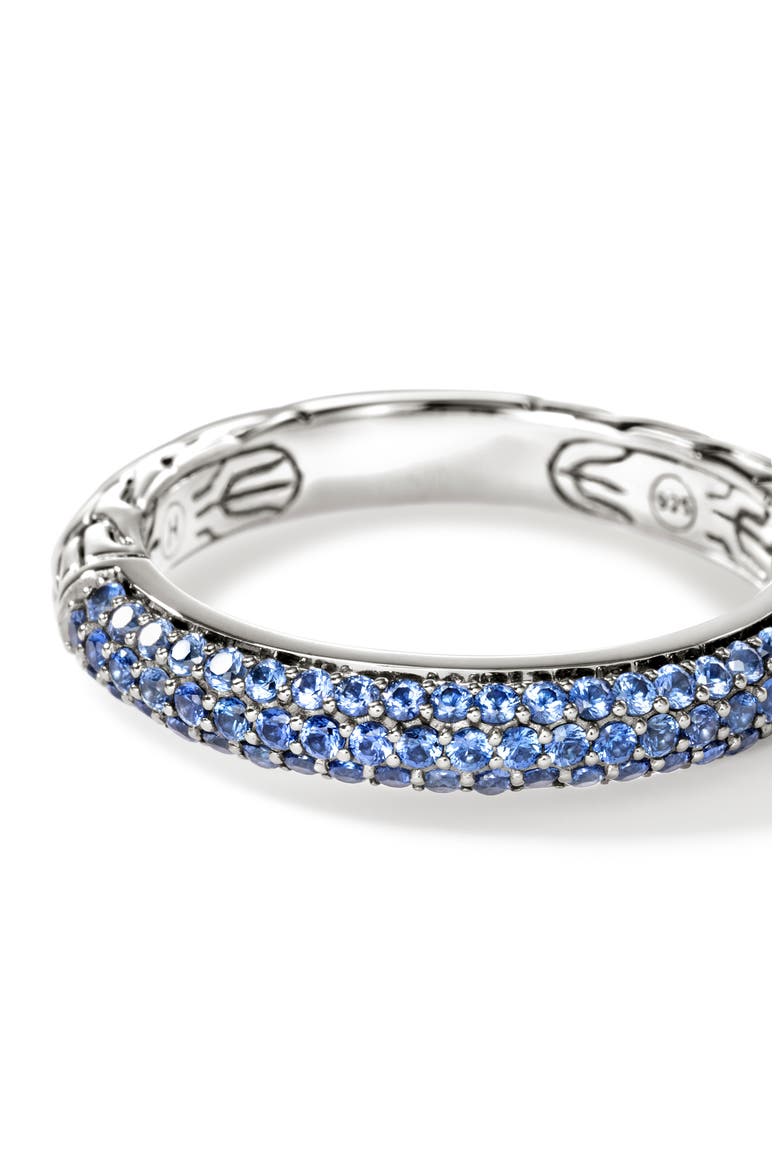 JH Essential Pavé Band Ring, Sterling Silver, Gemstones, 3.5MM, Alternate, color, SILVER/BLUE