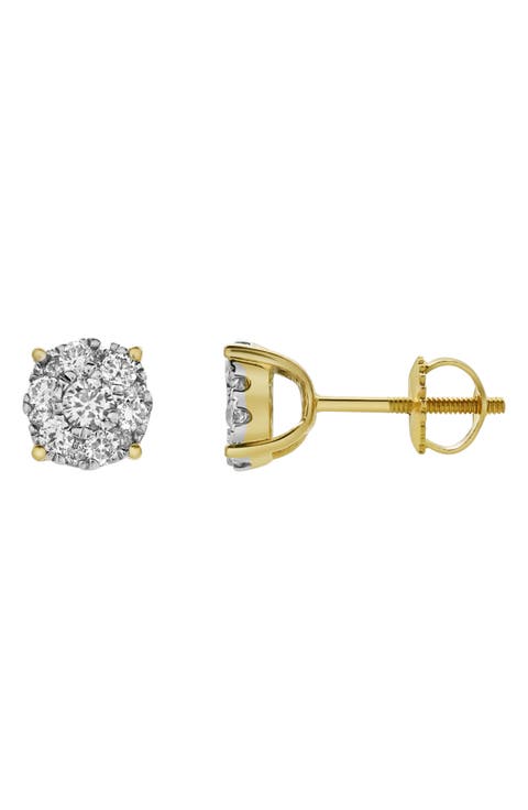 Lab-Grown Diamond Cluster Stud Earrings