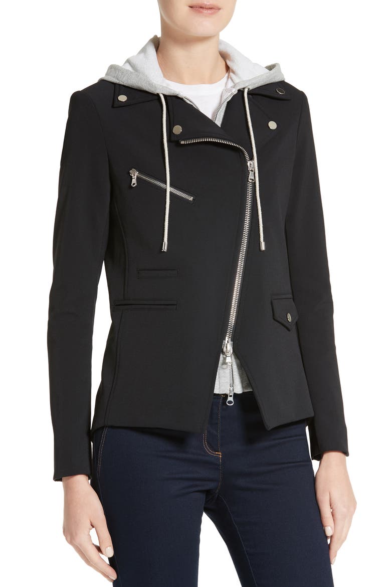Hadley Neoprene Moto Jacket, Alternate, color, BLACK