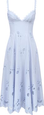 HOUSE OF CB Tatiana Bluebell Broderie Midi Dress