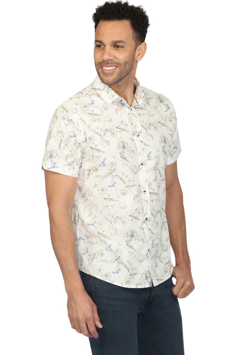 Blooms Print Short Sleeve Shirt, Alternate, color, White