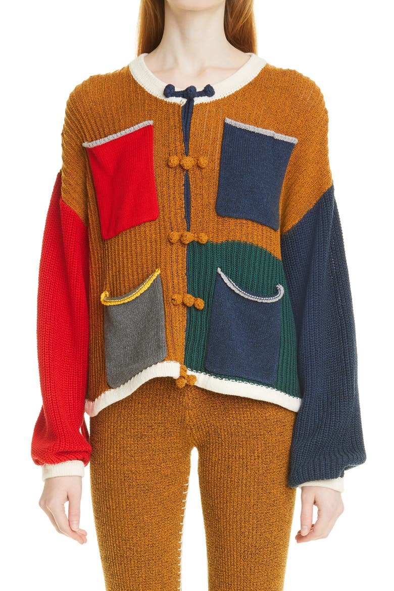 Tweedle Taichi Colorblock Jacket, Main, color, OCHRE MULTI