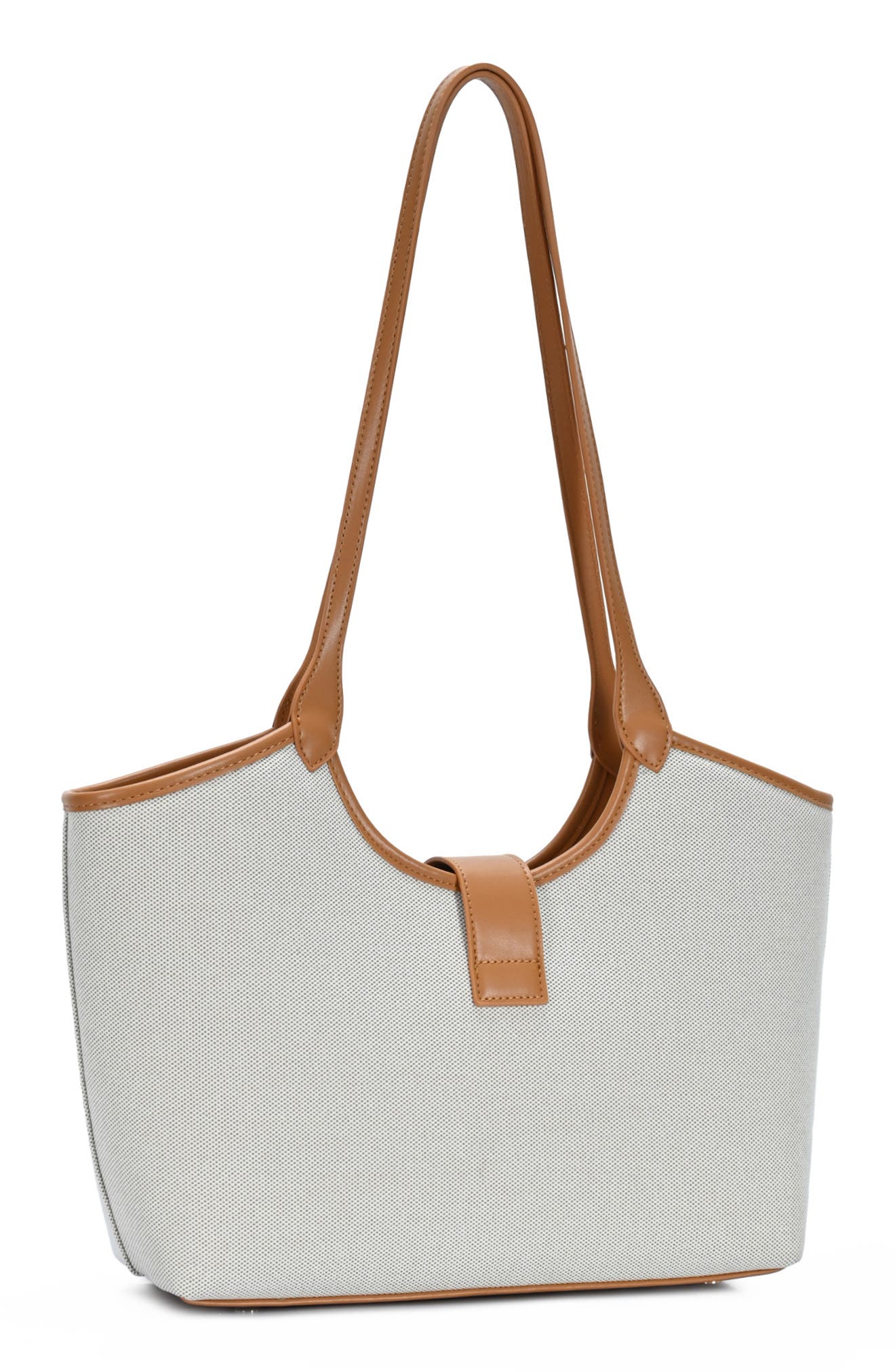 Two Tone Canvas & Faux Leather Tote, Alternate, color, CAMEL