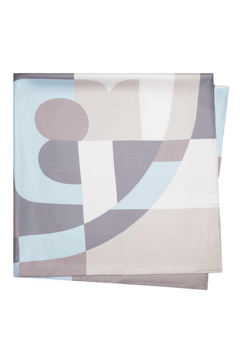 Geo Color Block Silk Square Scarf, Main, color, FROZEN SKY