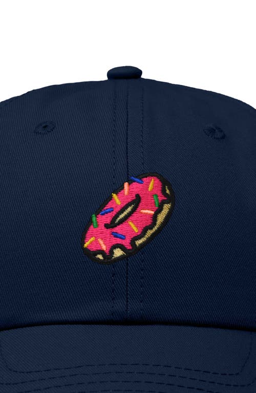 Dalix Donut Embroidered Adjustable Cap In Navy Blue