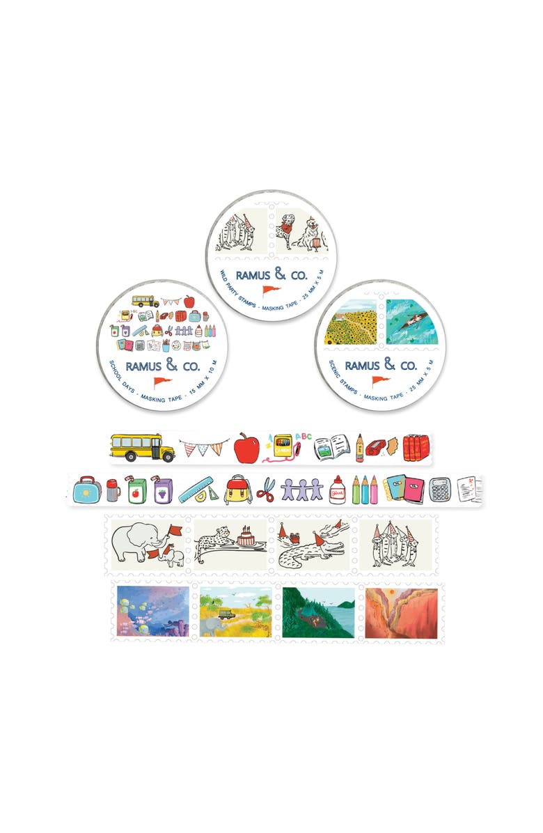Ramus & Co Illustrated Masking Tape - 3ct Rolls, Assorted Rolls, Main, color, Multi-Pack