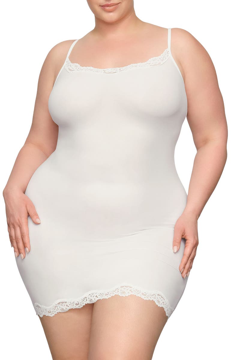 SKIMS Fits Everybody Lace Slipdress, Main, color, Marble