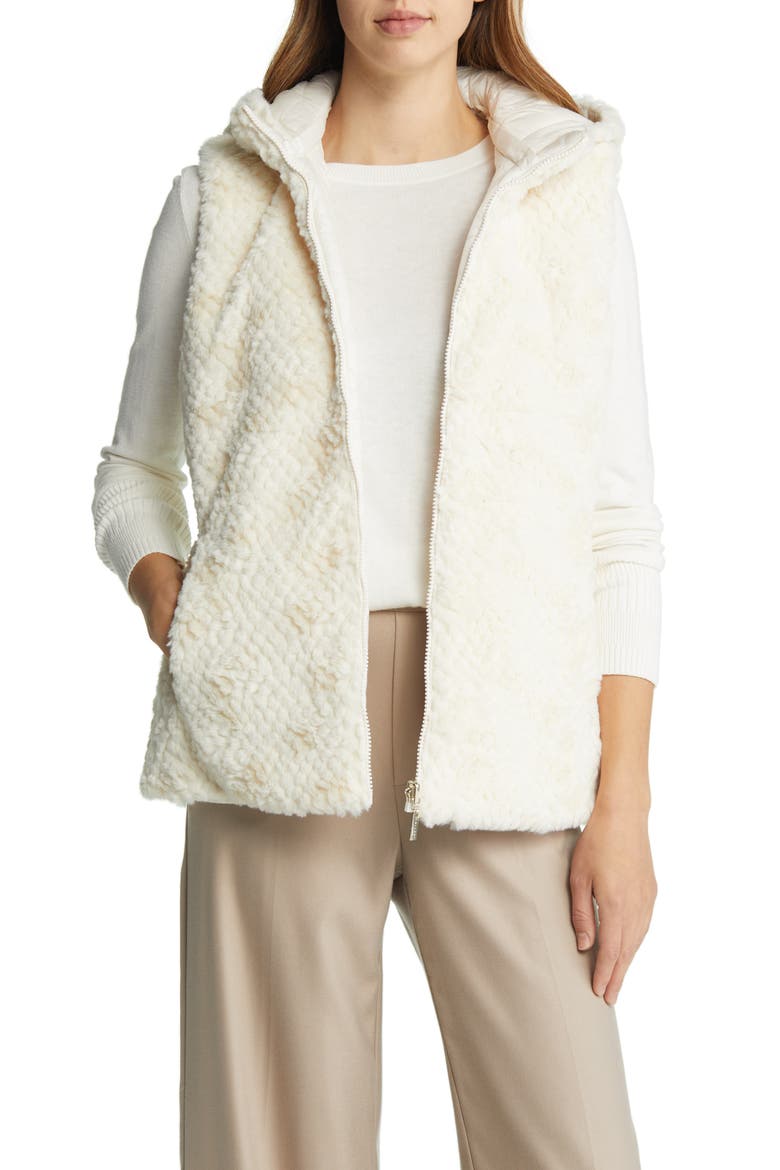 Reversible Water Resistant Vest with Removable Hood, Main, color, CREAM