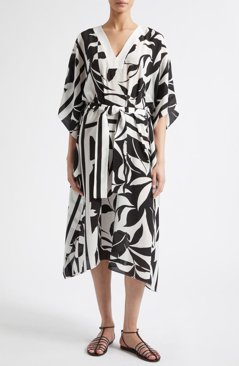 Max Mara Lancia Print Silk Dress, Main, color, Black