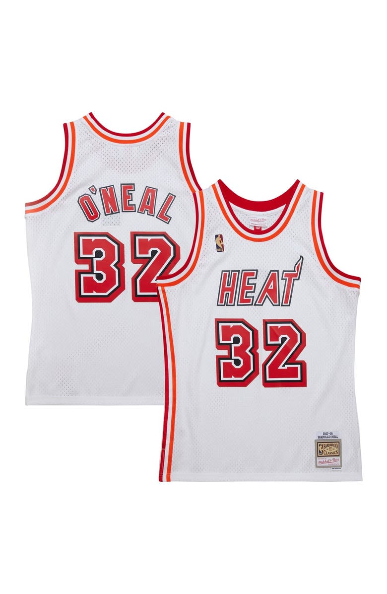 Mitchell & Ness Men's Mitchell & Ness Shaquille O'Neal White Miami Heat 2007/08 Hardwood Classics Swingman Jersey, Main, color, White