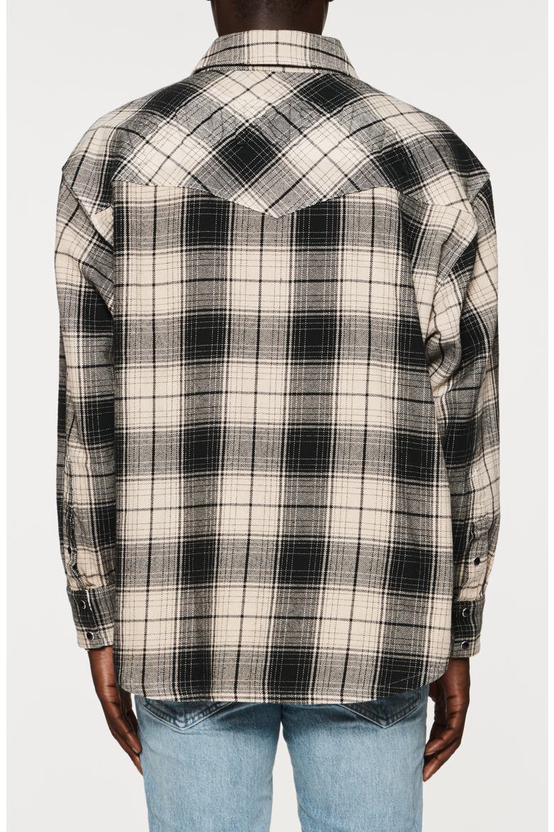 Oversize Plaid Snap-Up Western Shirt, Alternate, color, BROWN