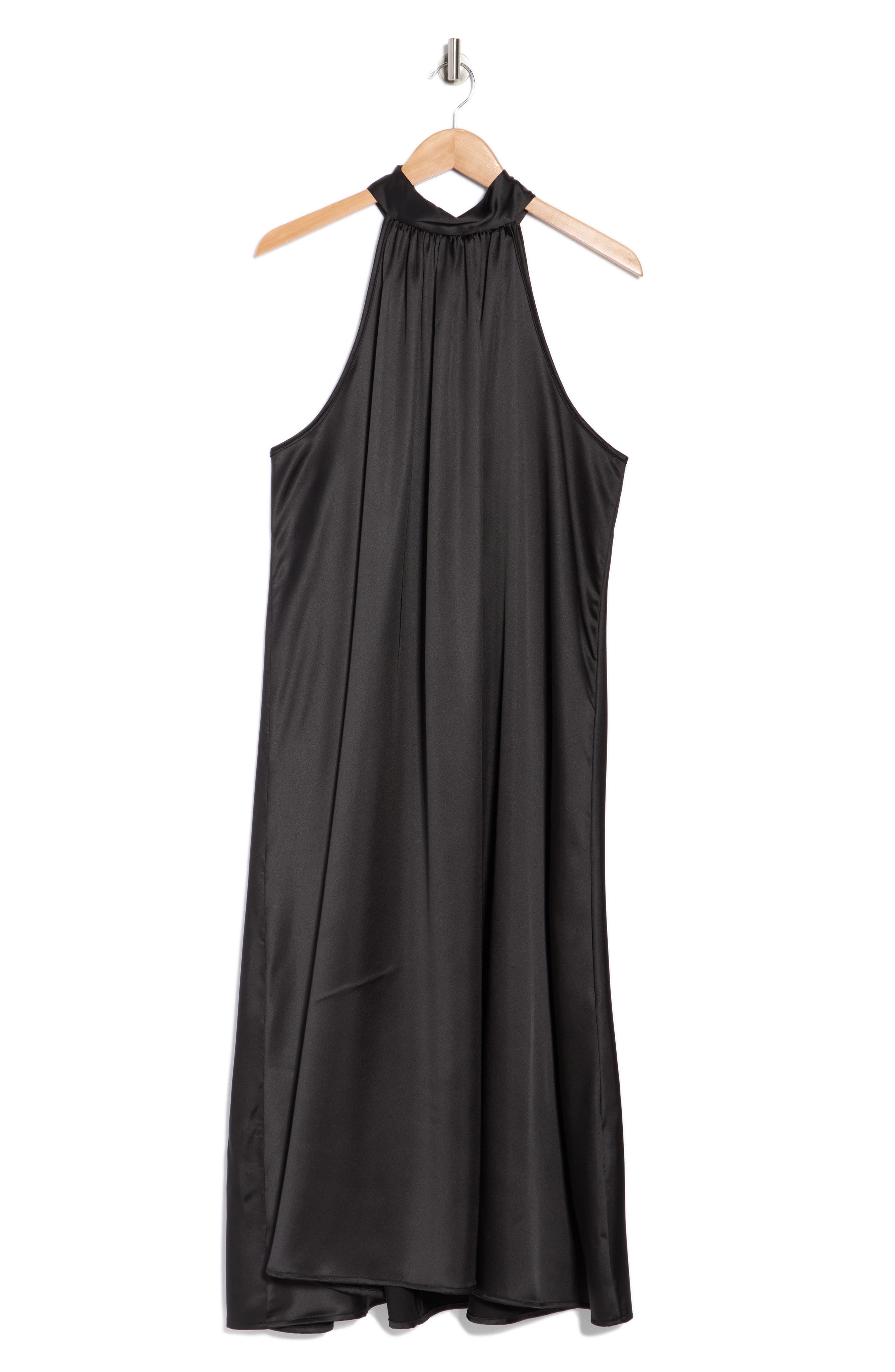 Renee C Satin Tie Neck Midi Dress