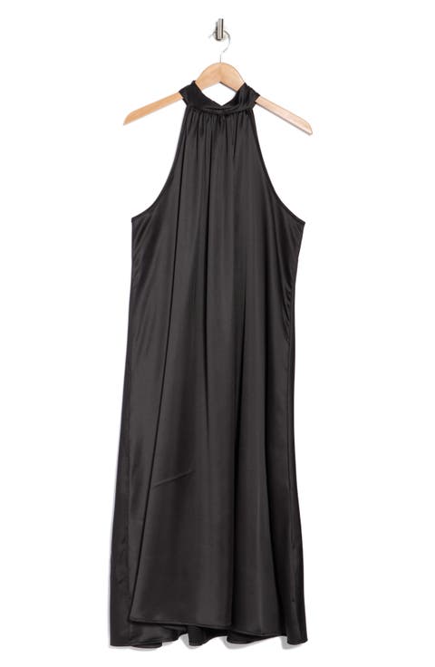 Satin Tie Neck Midi Dress