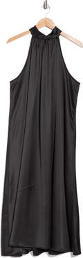Renee C Satin Tie Neck Midi Dress