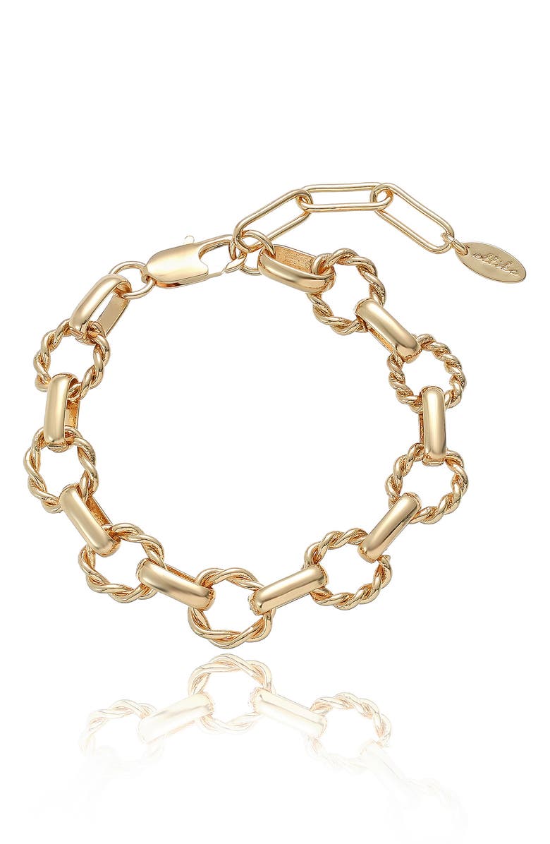 Ettika Twisted Oval Link Chain Bracelet, Main, color, Gold