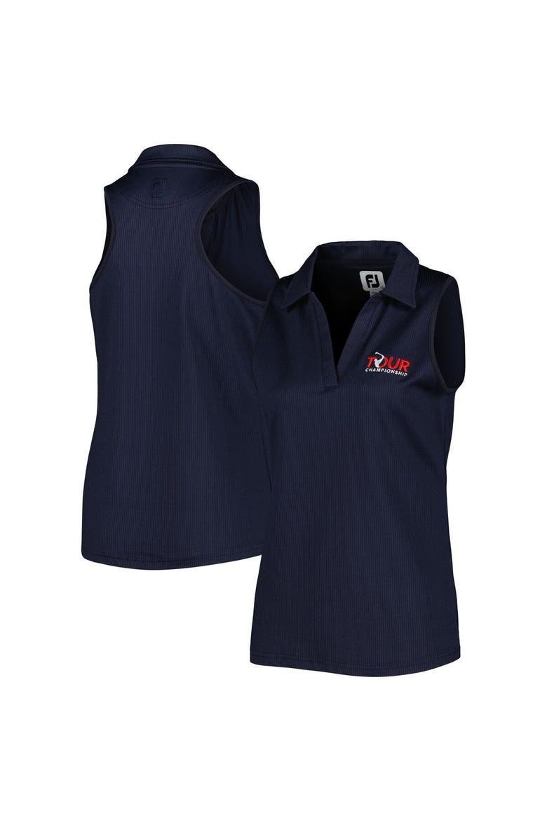 Women's FootJoy Navy TOUR Championship V-Neck Tank Top, Main, color, Navy