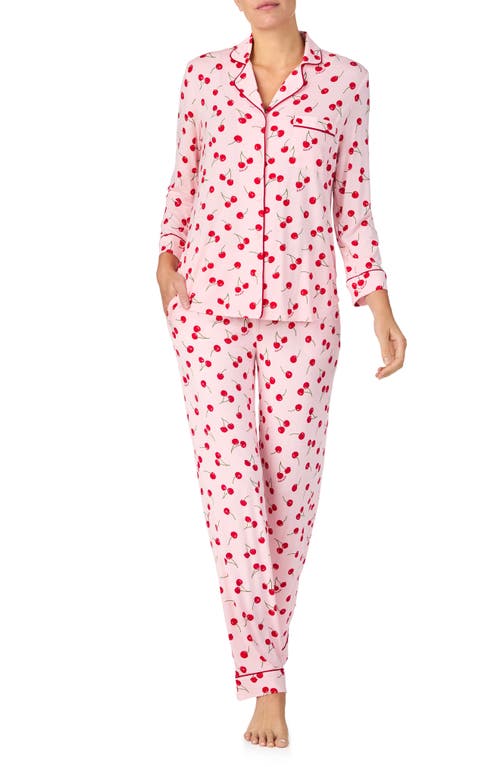 Kate Spade New York Printed Long Sleeve Pajama Set In Pink Print
