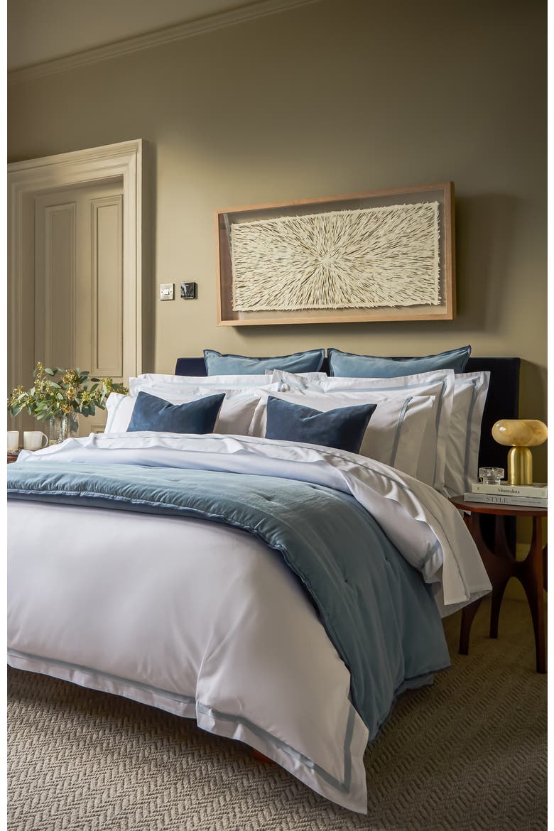 Beaumont Luxury Cotton Percale Duvet Cover Sets, Alternate, color, Pale Blue