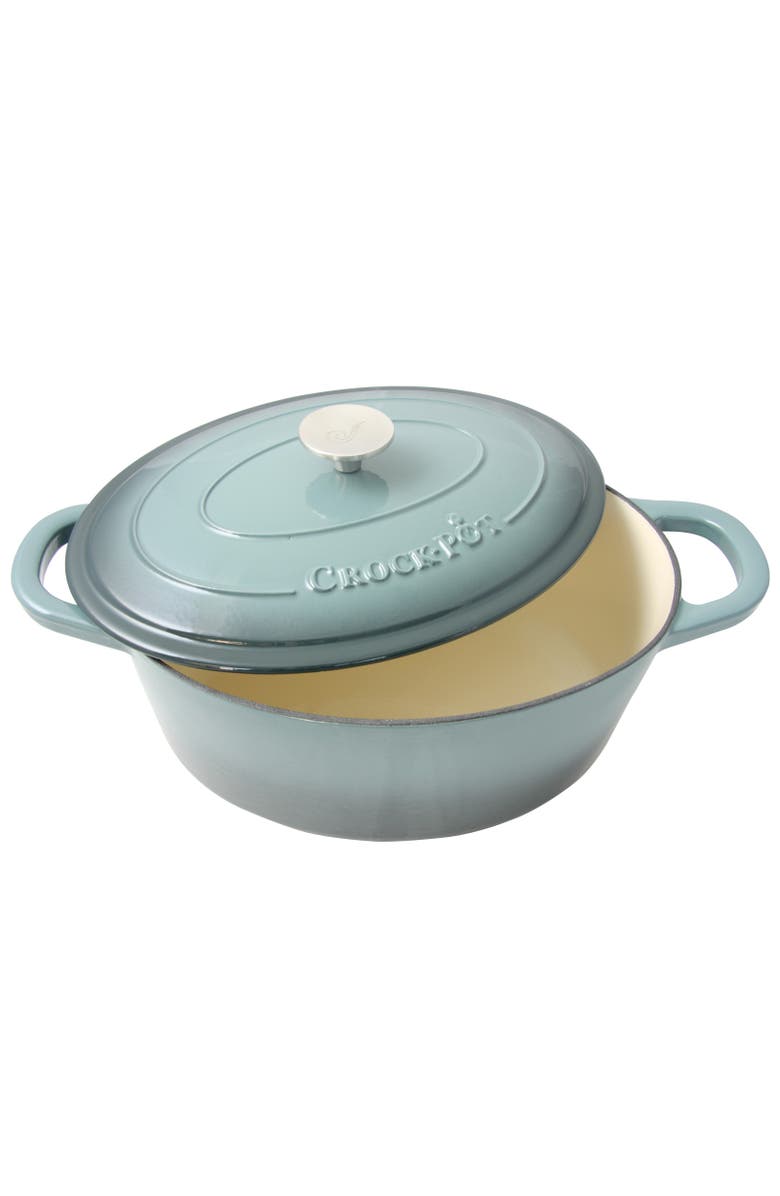 Crock-pot 7 Quart Enameled Cast Iron Oval Dutch Oven, Alternate, color, Metallic Silver