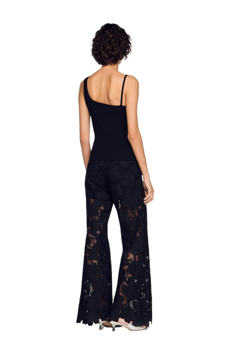 SANDRO Asymmetric knit sweater, Alternate, color, Black