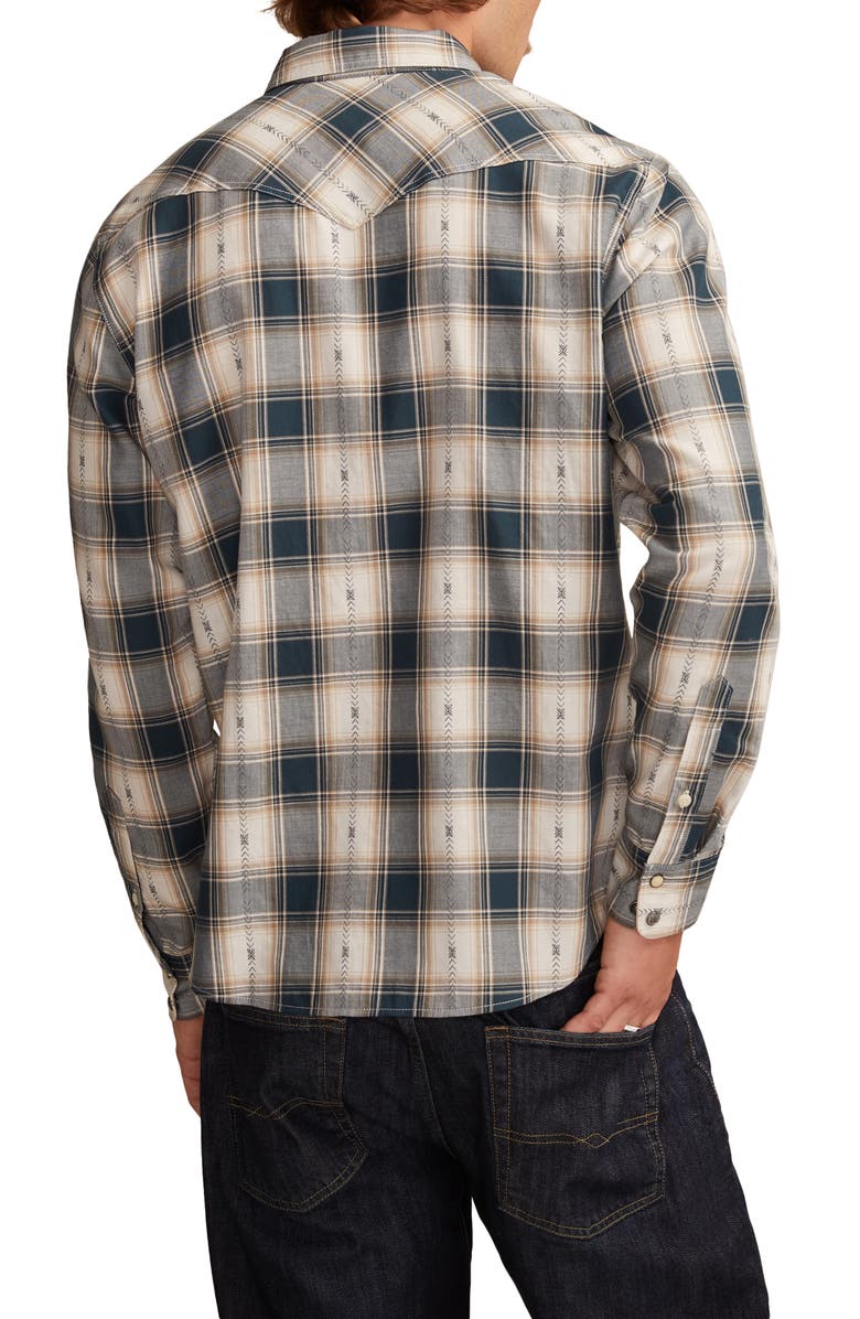 Lucky Brand Dobby Plaid Western Shirt, Alternate, color, Navy Multi