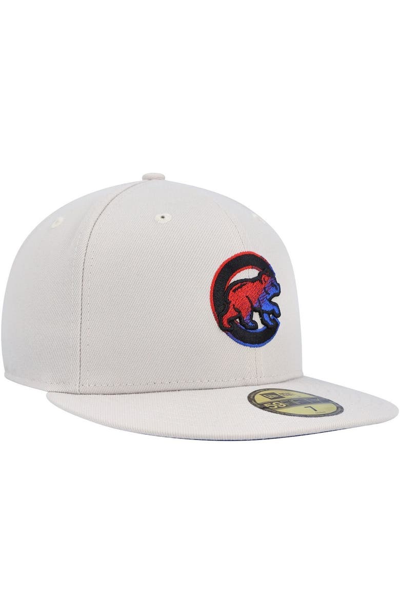 New Era Men's New Era Khaki Chicago Cubs Stone Dim Undervisor 59FIFTY Fitted Hat, Alternate, color, 
