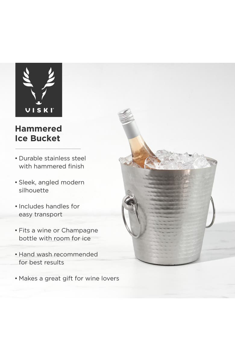 Viski Irving Hammered Ice Bucket in Stainless Steel, Alternate, color, Silver