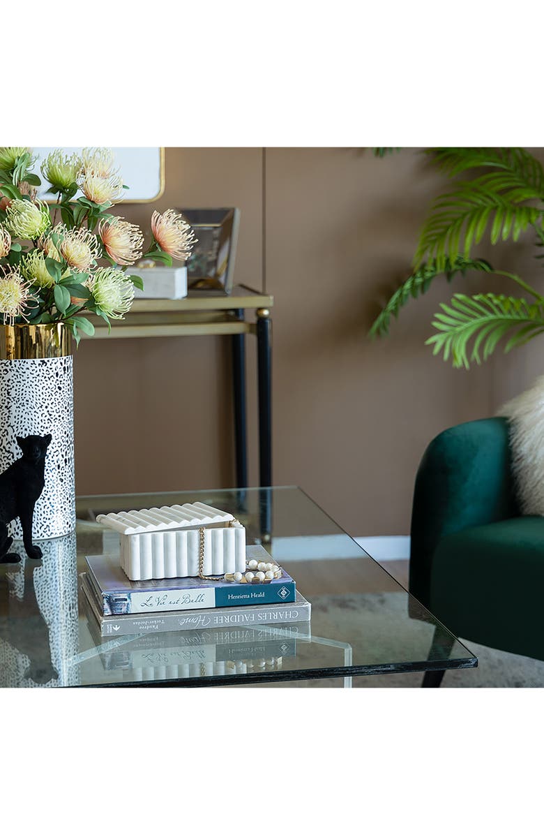 A & B Home White Marble Box, Alternate, color, White