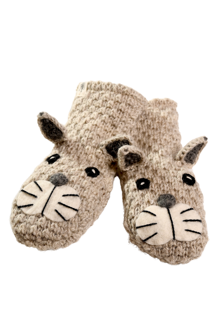 Crochet Shmil the Cat Mittens, Alternate, color, White