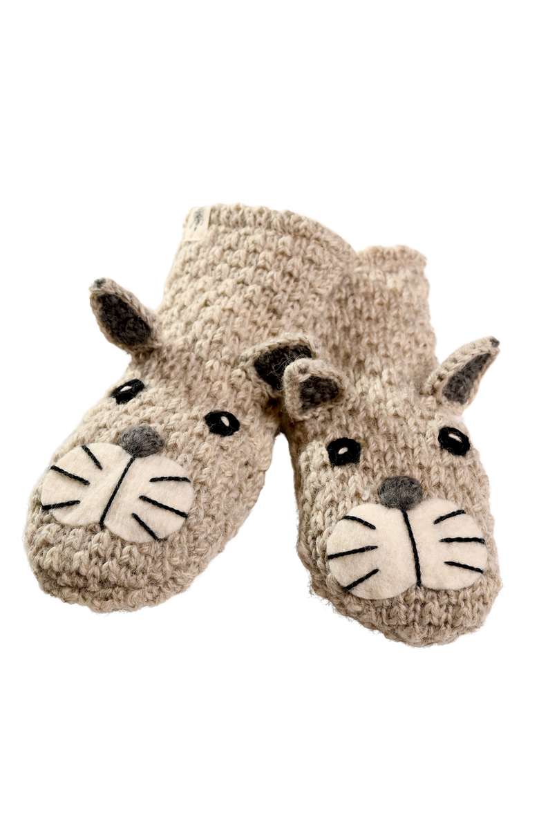 Nirvanna Designs Crochet Shmil the Cat Mittens, Alternate, color, White