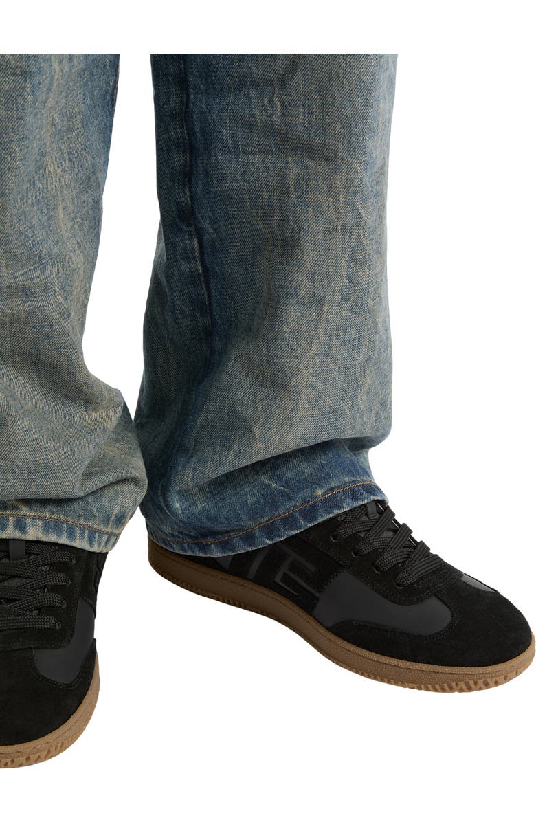 Balmain Swan suede and smooth leather trainers, Alternate, color, Black