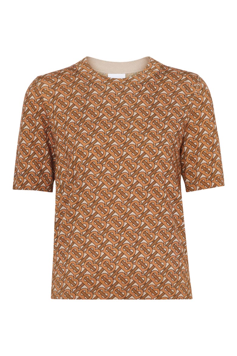 Logo Short Sleeve Merino Wool Sweater, Alternate, color, BEIGE