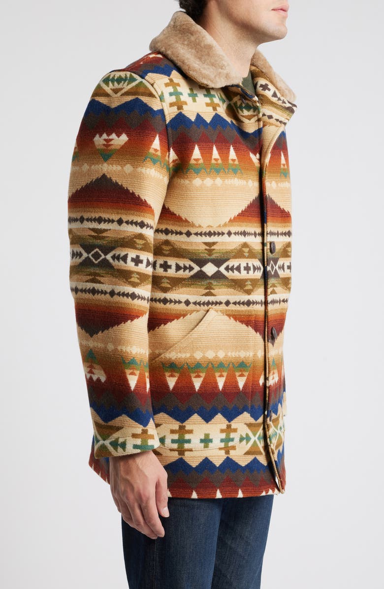 Pendleton Brownsville Wool & Cotton Coat with Genuine Shearling Collar, Alternate, color, 