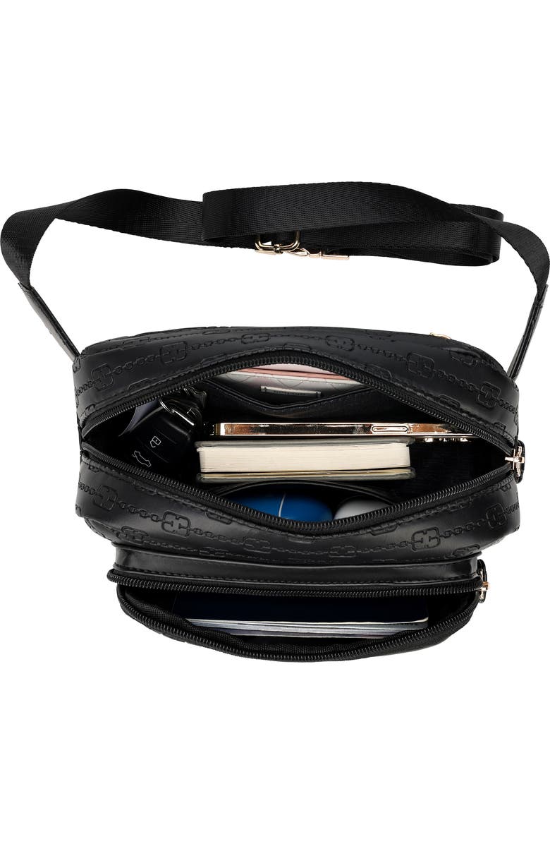 ELLE Eleganza 1.6L Vegan Leather Monogram Sling, Alternate, color, Black