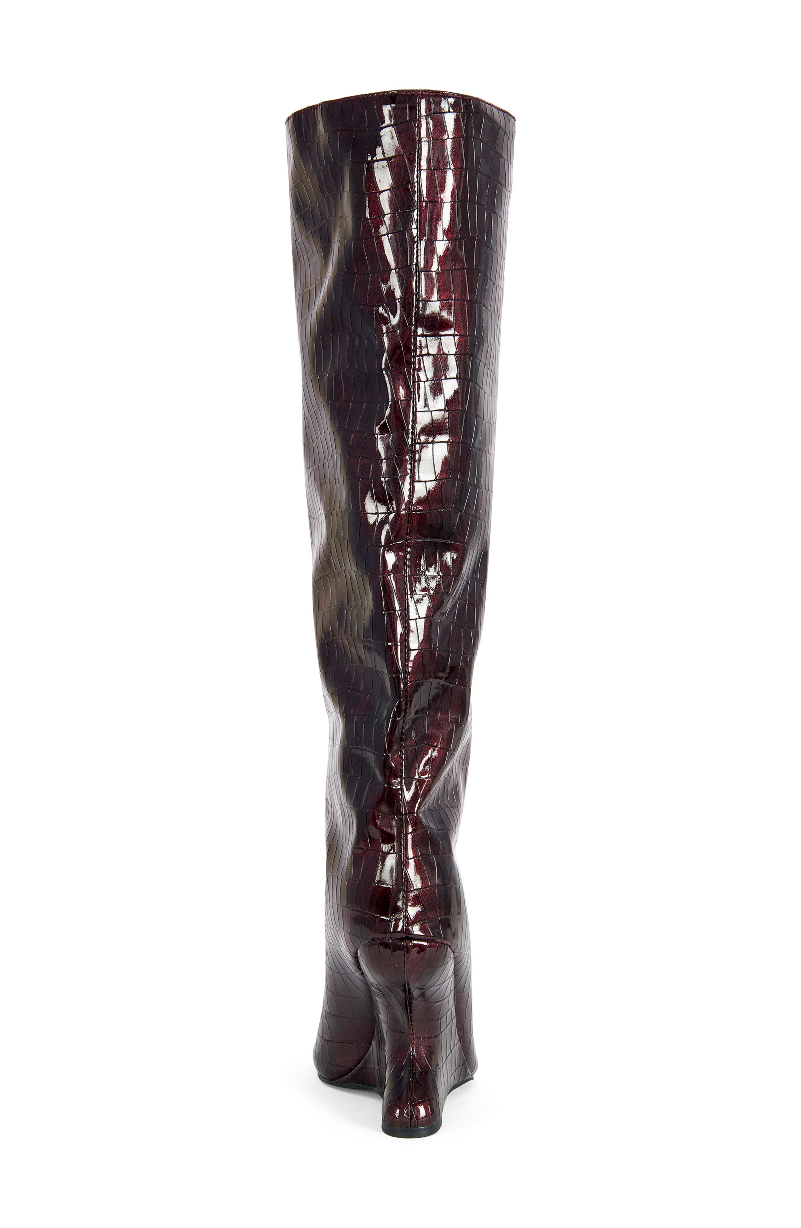 Vincent Croc Embossed Knee High Boot, Alternate, color, BURGUNDY