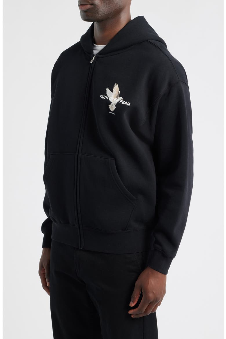 Faith over Fear Fleece Zip Hoodie, Alternate, color, BLACK