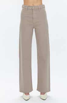 Pistola Penny High Waist Raw Hem Wide Leg Jeans