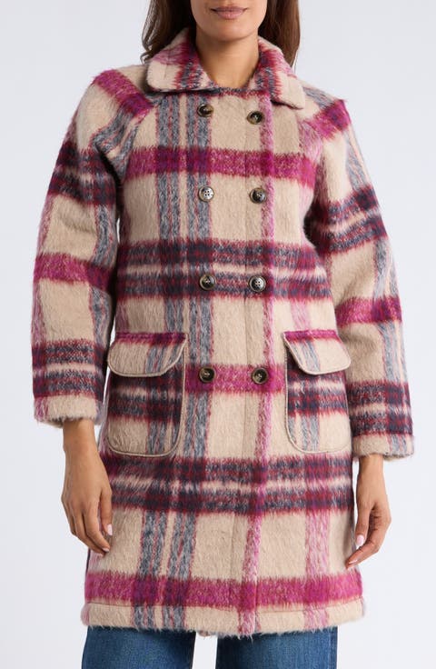 Plaid Faux Fur Peacoat