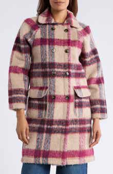 MELLODAY Plaid Faux Fur Peacoat